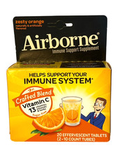 Airborne Vitamin C Immune Support - Zesty Orange - 20 Tablets (2x 10) Ex: 10/25