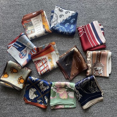 BULK SALE Wholesale Lot 3Pc 100% Silk Square Scarf 20'' Neckerchief Wrap HeadScar