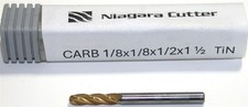 Niagara Carbide 1/8" 4 Flute TiN Coated Ball End Mill