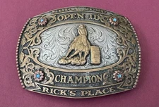 Vintage 2020 SBRA Open ID Rick’s Place Champion Barrel Racing Trophy Belt Buckle