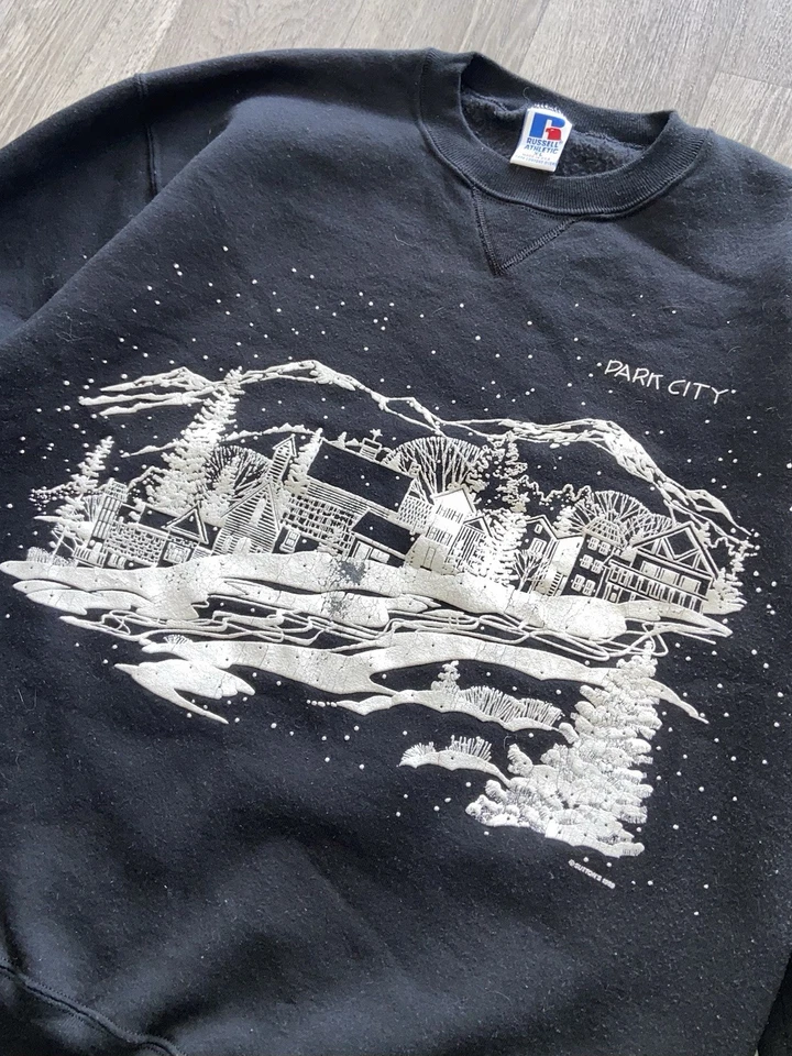 Sudadera Atlética Russell De Colección Para Hombre Talla XL Park City Utah Naturaleza Invierno Foto 2 de 4