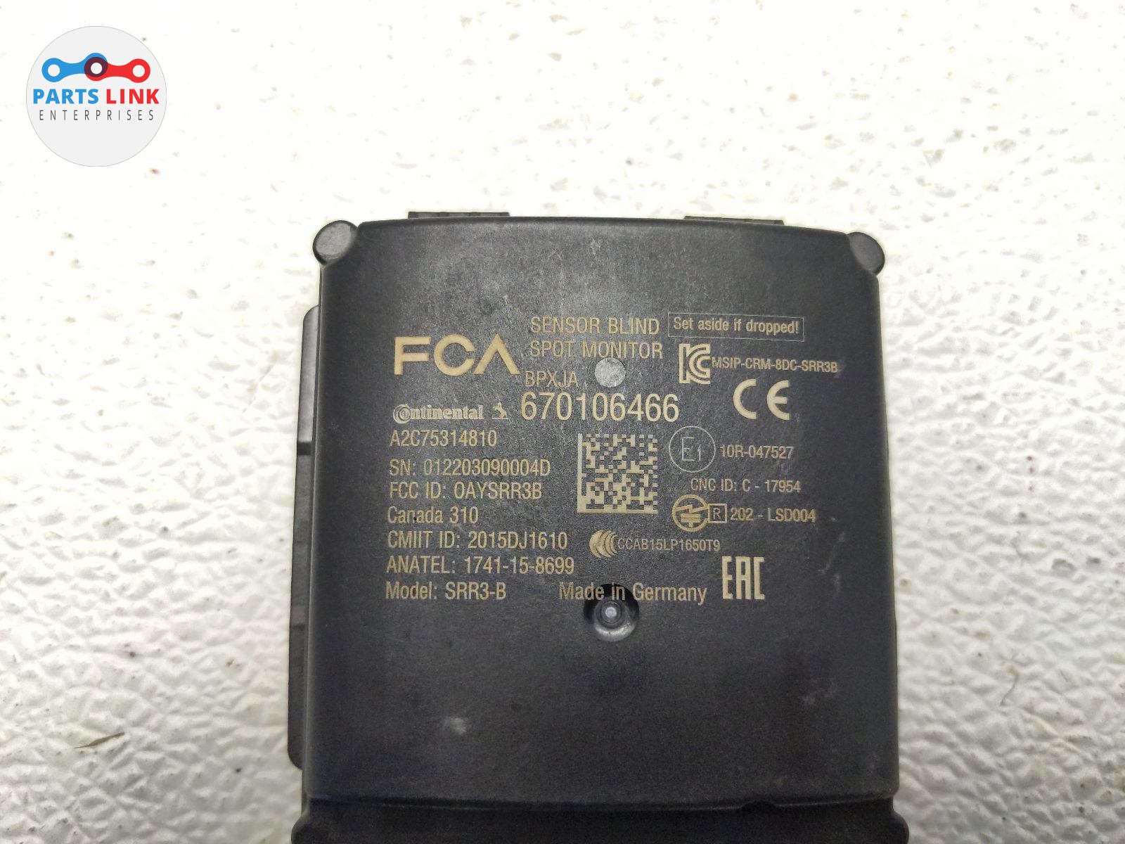 2017-20 MASERATI LEVANTE REAR BLIND SPOT SENSOR RADAR CONTROL MODULE 670106466
