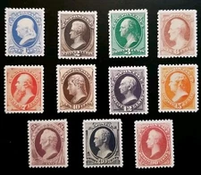 US Stamps SC# 192-202 1880 American Bank Note Co. Printing Issue Replica Set