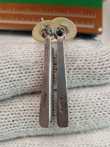 Orecchini a perno a barra intarsiata opale Zuni in argento sterling 925 - Foto 2 di 4