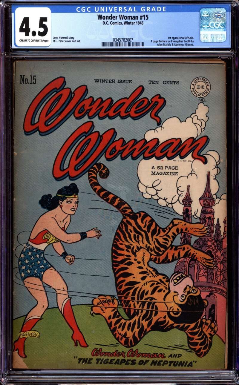 WONDER WOMAN #15 CGC 4.5 CR/OW PAGES // DC COMICS 1945