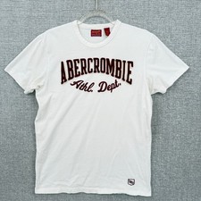 Abercrombie Fitch Athl Dept White Short Sleeve Shirt Sz L 100 Cotton Spell Out