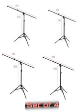 Set of 4 - 5ft Photo Studio Boom Arm Light Stands Adjustable Rotatable Tripod