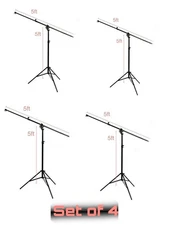 Set of 4 - 5ft Photo Studio Boom Arm Light Stands Adjustable Rotatable Tripod