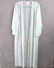 VTG California Dynasty Sheer Robe With Lace Trim Small Multicolor Kimono Sleeve