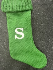 Target Wondershop White Green Monogram Christmas Stocking Knit S 18"