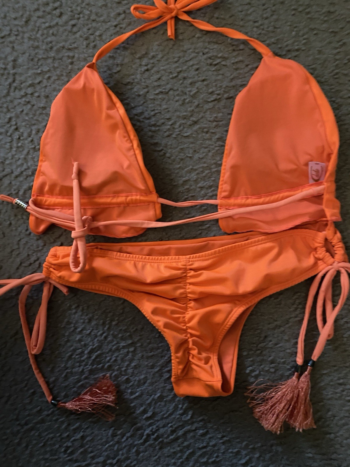 Celeste Vibrant Triangle Orange String Ruched Bea… - image 6