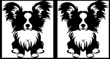 Papillon Two Pack Black Vinyl Decals Car Windows Laptop Tablet Mailbox