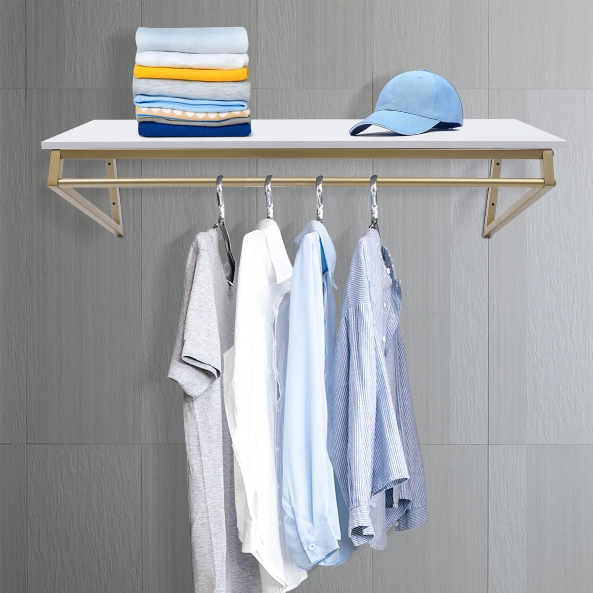 Clothes Rack Wall Mounted Clothes Store Display Storage Stand With