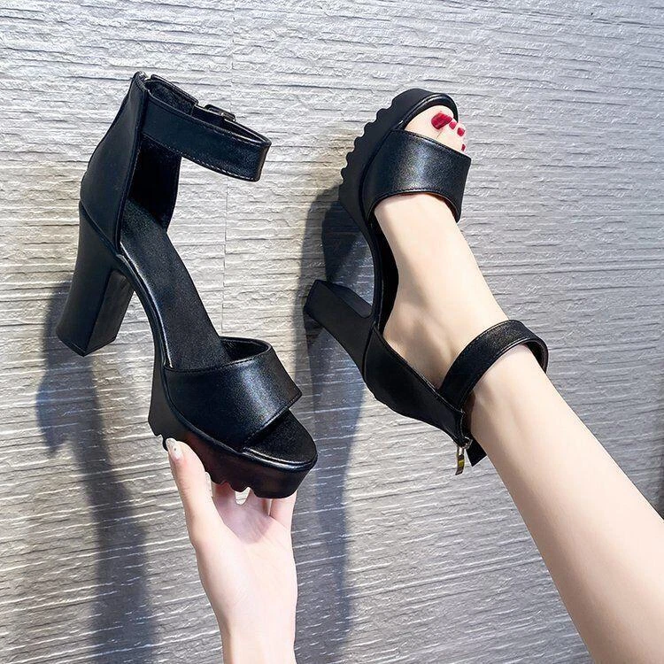 Zapatos abiertos de tacon grueso sale
