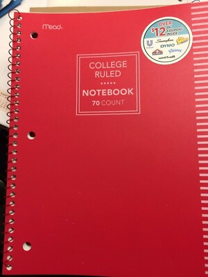 Mead Notebook Solid Red Mead Composition Notebook Spiral-Bound 70 sheets-red | eBay