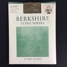 Berkshire Womens Pantyhose Queen Size Petite Brown Control Top Reinforced Toe