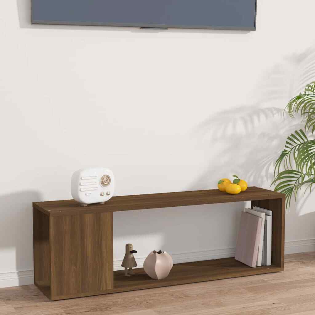 vidaXL TV Cabinet Brown Oak 100x24x32 cm Engineered Wood