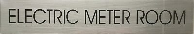 ELECTRIC METER ROOM SIGN - Delicato line (BRUSHED ALUMINUM,2x11.75) ref1020