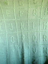 Baby Blanket Handmade Crocheted Alphabet Afghan Soft Green 42"x44" Gift Swaddle