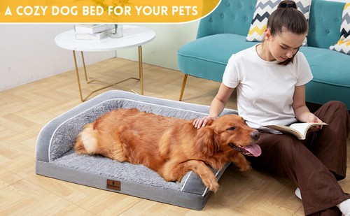 Orthopedic Foam Dog Beds Pet Mat Washable Removable Cover with C-Sides Bolster - Picture 15 of 64
