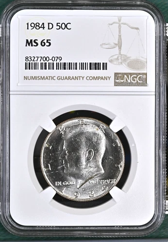1984-D KENNEDY HALF DOLLAR 50 CENTS NGC MS65 UNC DETAILED COIN #AE