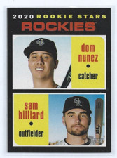 Dom Nunez/Sam Hilliard 2020 Topps Heritage Rookie Stars Card #123-Rockies. rookie card picture