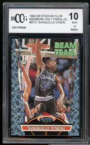1992-93 Stadium Club Beam Team MO #BT21 Shaquille O'Neal Rookie BGS BCCG 10 Mint