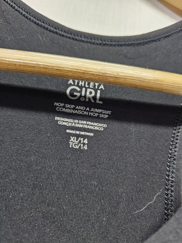 Athleta Girl Size XL 14 Black Hop Skip and a Jumpsuit Sleeveless - Picture 2 of 3