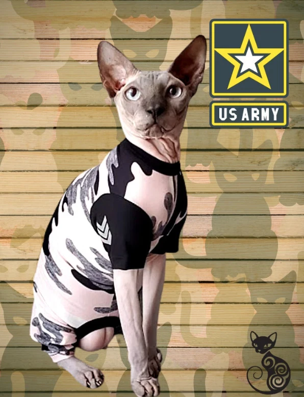 Pink Camo Romper for Cats - MEDIUM, Soft Body Cover Pajamas, Cozy Cat Bodysuit - Image 2 of 4