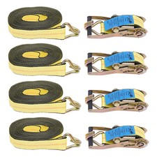 4 Pack Straps Car Trailer Hauler Ratchet Tie Down Straps with Double J Hooks