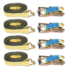 4 PACK Tie Down Straps Ratchet Double J Hook Heavy Duty 11000 lbs 2''x 27ft NEW