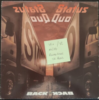 Status Quo  Back To Back Vinyl Record VG+/VG VERH 10 1983