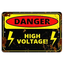 Danger: High Voltage - Rustic Metal Sign