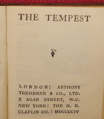 * Miniature * Shakespeare The Tempest in Full Leather 1904 - Imagen 5 de 6