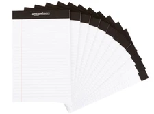 Narrow Ruled Lined Writing Note Pad, 5 Inch X 8 Inch, White,  12 Pack of 50 page