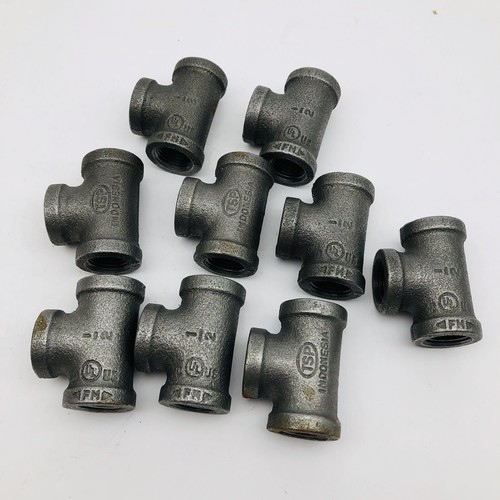 LOT OF 9-INDONESIA TSP 1/2" REDUCING TEES MALLEABLE CAST IRON PIPE FITTING - Picture 2 of 4