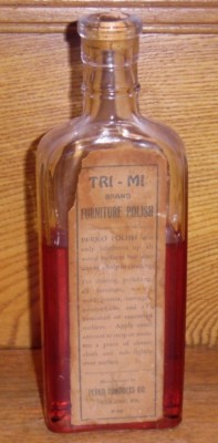Vintage Half Full Glass Bottle Tri-Mi Brand Furniture Polish - Perko Perkasie PA