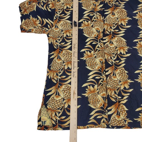 Makai Beach Wear Black Gold Pineapple Short Sleeve Hawaiian Shirt Men's Large - Picture 3 of 6