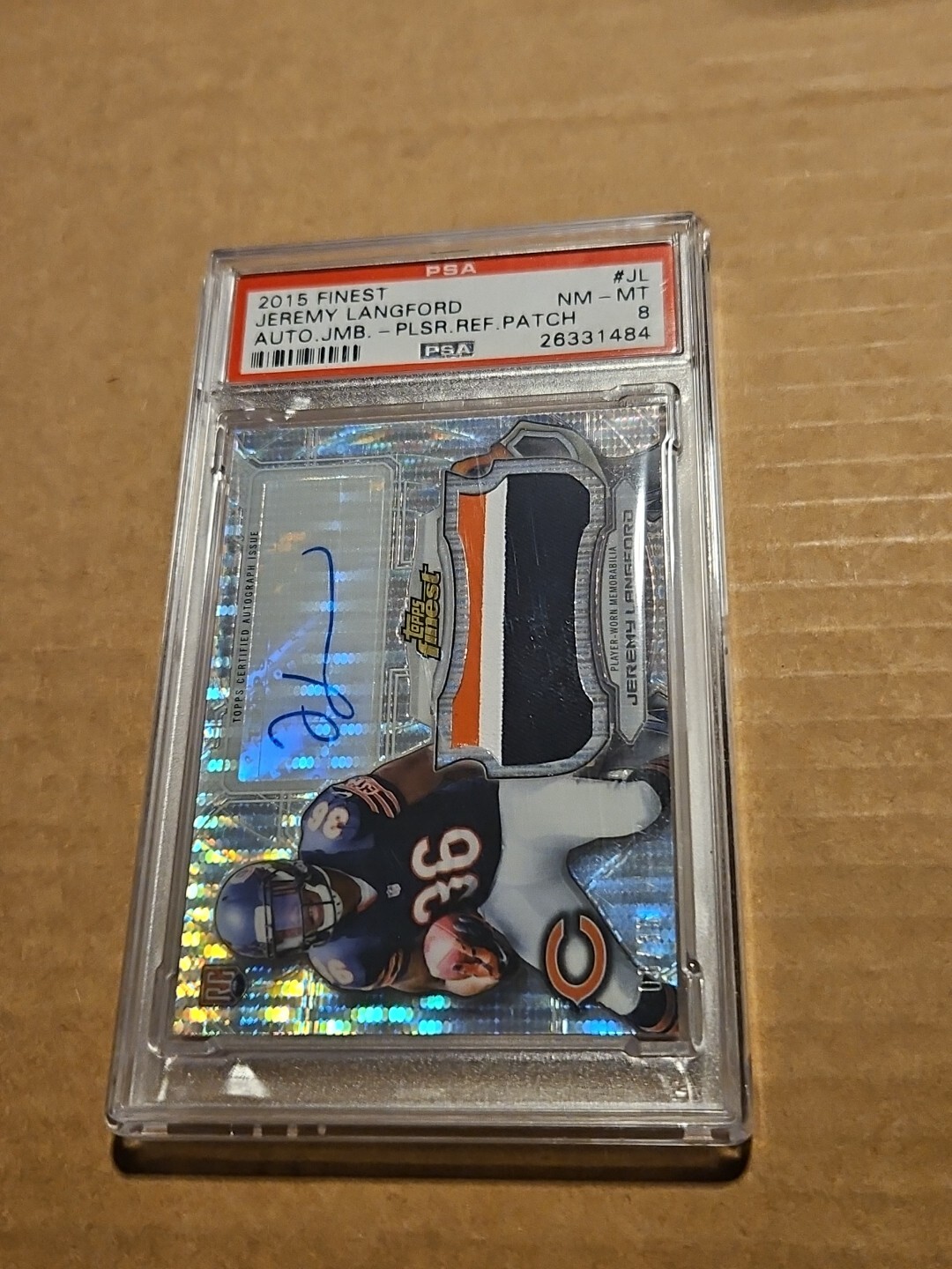Jeremy Langford Finest Autograph Jumbo Relic Refractor #JL Pulsar Refractor Patch