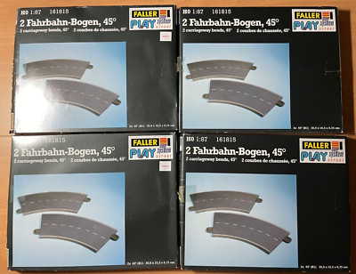 677 - Lot of 4 - HO Faller Car System Play Street 45-Deg Curve Sections #161815