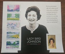  2012 #4716 Lady bird Johnson America forever stamps Near Mint pane of 6 