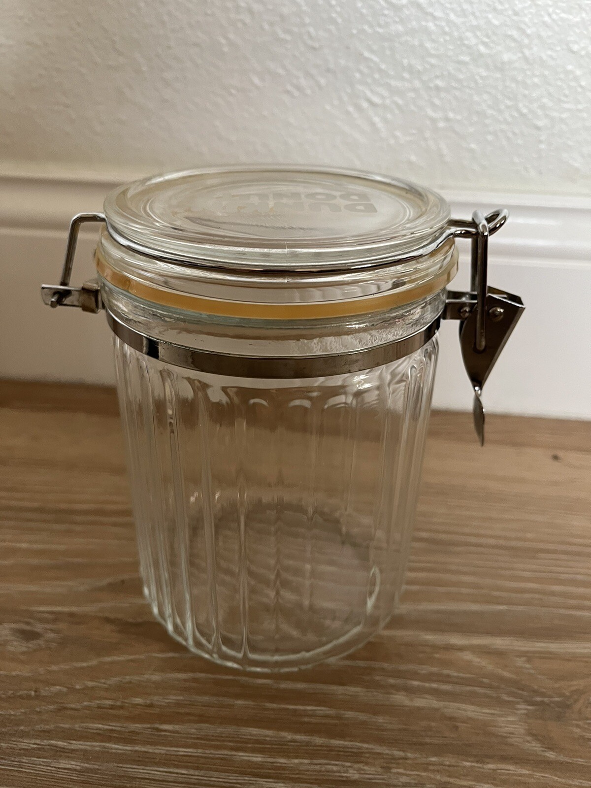 Vintage DUNKIN DONUTS Glass Coffee Storage Jar Container 6.5” Canister