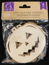 Crafter's Square - Color Your Own Ornament - Pumpkin - Wood Shapes - 8 Pieces