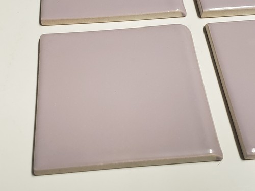 Vtg 60s Lot 4 TILECREST Ceramic Tiles - Lilac Purple ROUNDED CORNER Bullnose NOS - Picture 4 of 4