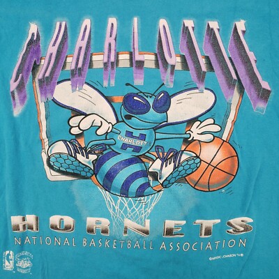 Vintage 90s Magic Johnson T's Charlotte Hornets Hugo Shirt Single