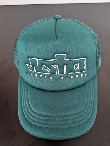 Justin Bieber Justice Trucker Hat Cap Tour Emerald Green Justice 4 Justin - New - Picture 2 of 5