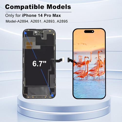 Do iPhone 14 Pro Max Wyświetlacz LCD 3D OLED Ekran Ekran Wymiana Wstępnie zmontowany - Zdjęcie 2 z 6