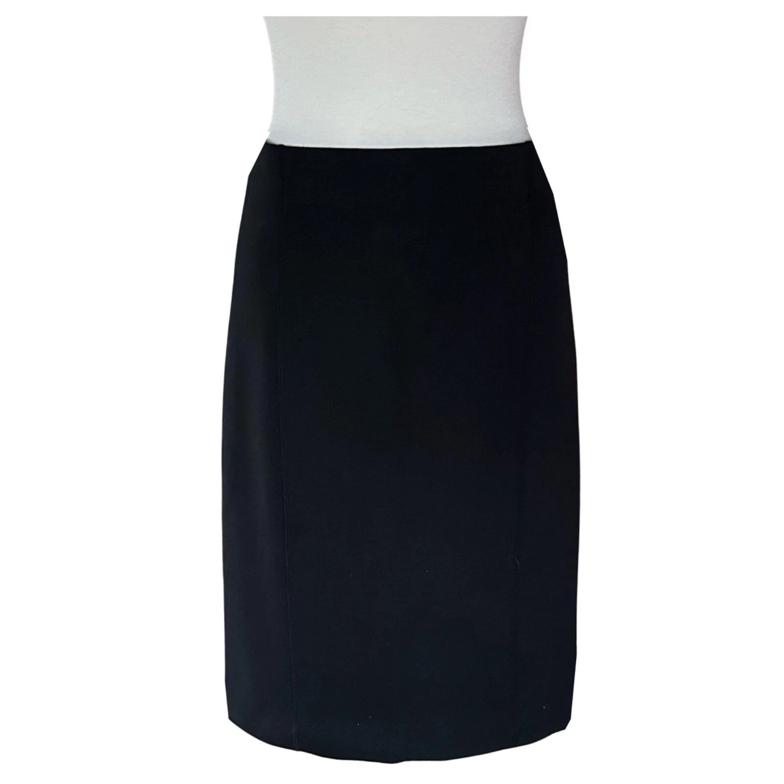 J.CREW black cotton blend pencil skirt Sz M full front zip