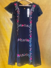 NWT Ranna Gill (sold by Anthropologie) black embroidered short dress W's XL