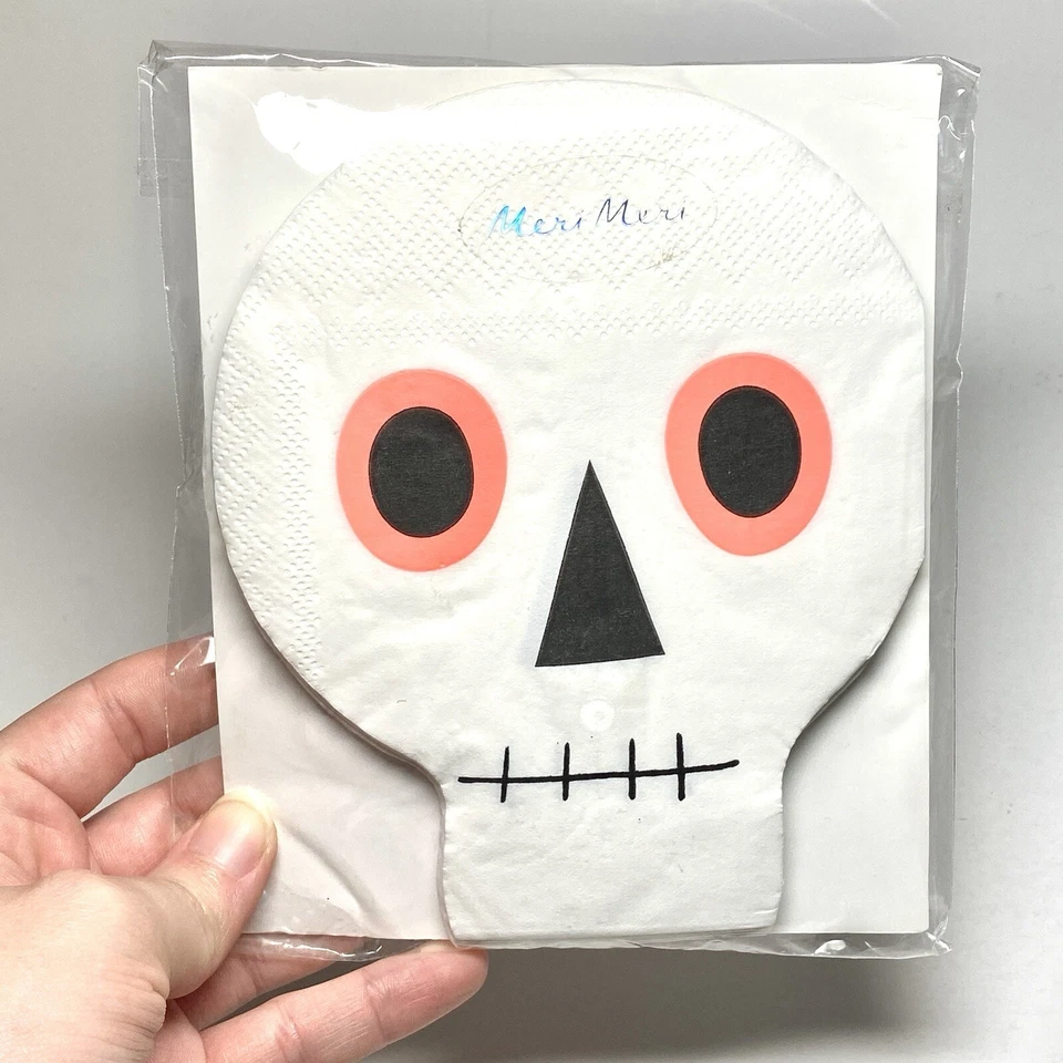 Meri Meri Paper Napkins 5"x6" Cute Halloween Skull Pack Of 20 Lot Of 3 Packs - Image 3 of 4